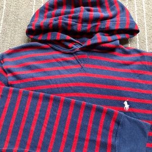 Polo red and blue striped hoodie